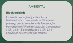 Relatório de Sustentabilidade, Usina Petribu, 2024-2025. Biodiversidade